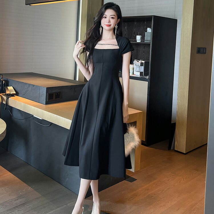 Aラインワンピ 全2色 無地[品番：JSFW0011864]｜JS FASHION（ジェー