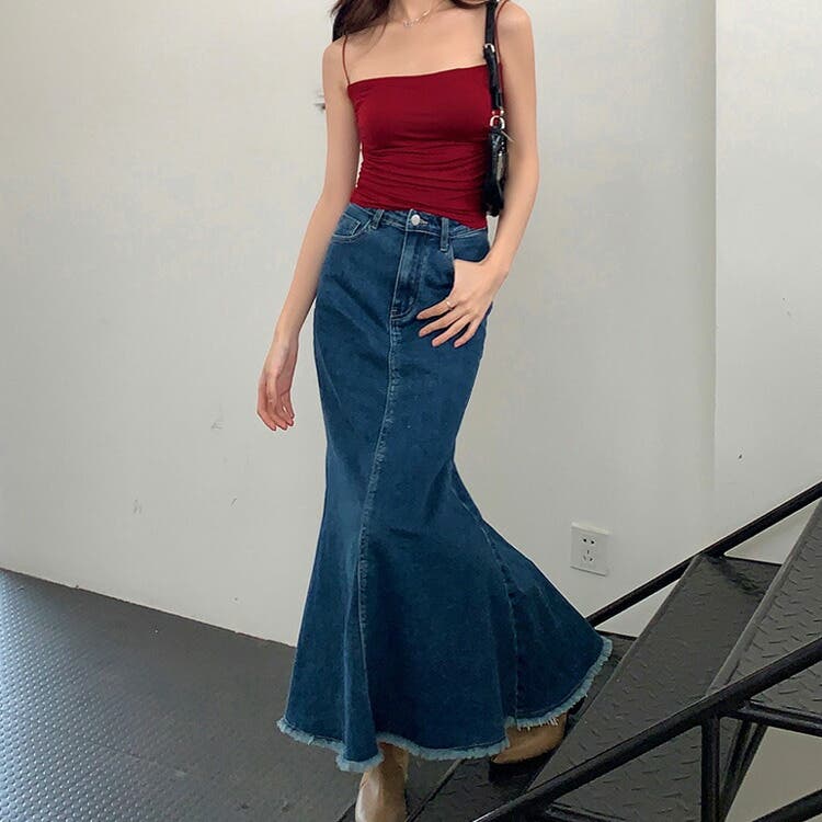 デニムスカート ロングスカート マーメイド[品番：JSFW0012806