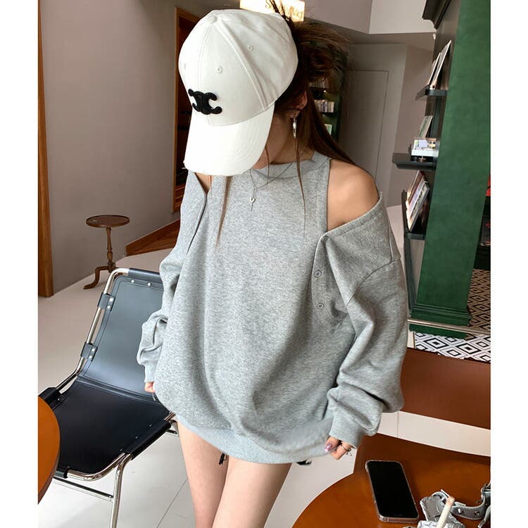 E8756-29◾️ディースクエアード カットオフショルダースウェット E8756-29◾️ディースクエアード カットオフショルダー