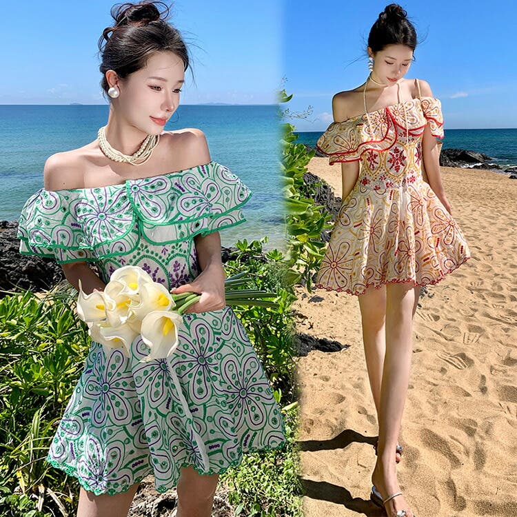 リゾートワンピ 全2色 花柄[品番：JSFW0013528]｜JS FASHION