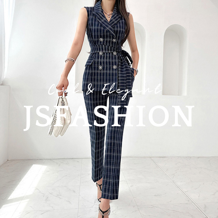 セットアップ チェック柄 ウエストリボン[品番：JSFW0013159]｜JS