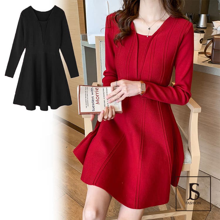 ニットワンピース 2色 フレアライン[品番：JSFW0007081]｜JS