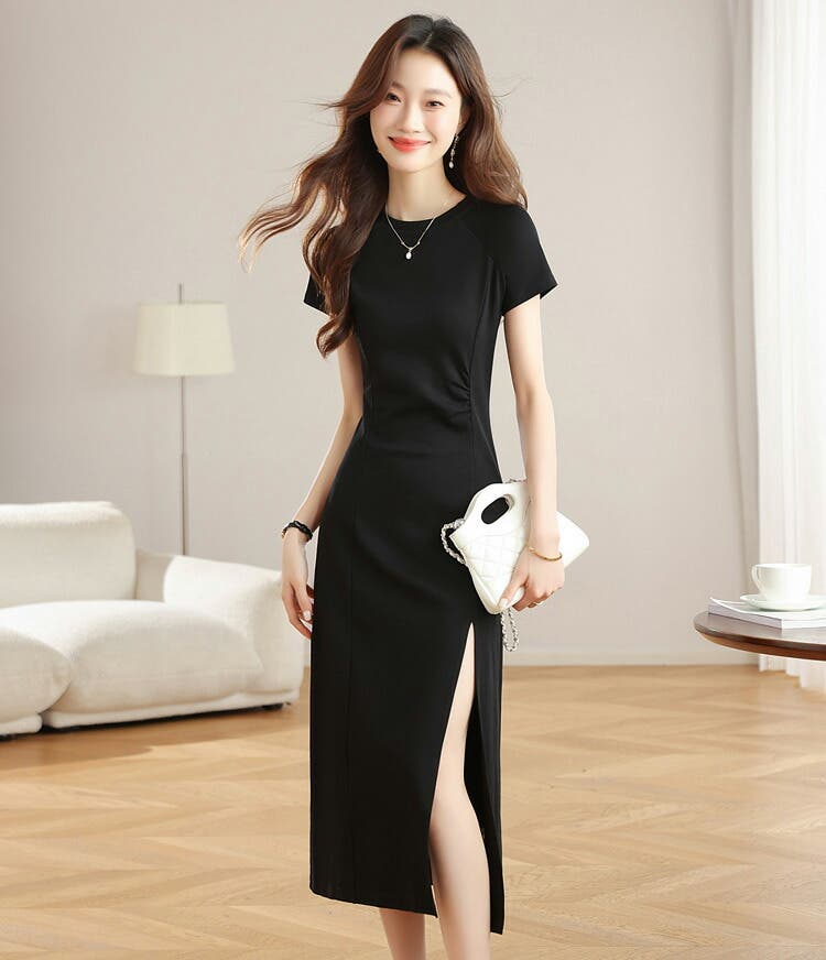 スリット ワンピース 半袖[品番：JSFW0014898]｜JS FASHION（ジェー