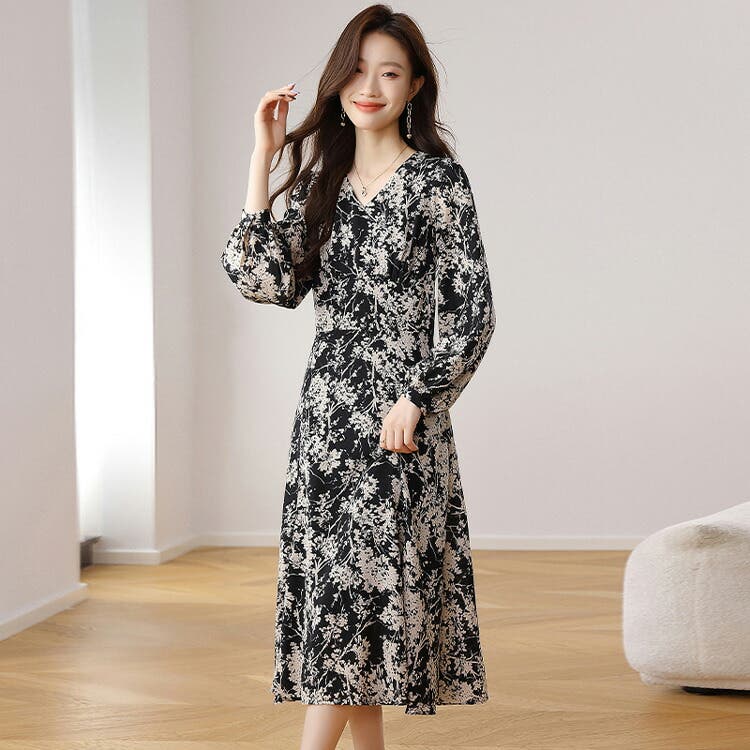 花柄 シフォン ワンピース[品番：JSFW0014833]｜JS FASHION