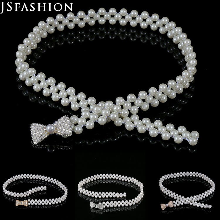 パールベルト パールORラインストーン リボンモチーフ[品番