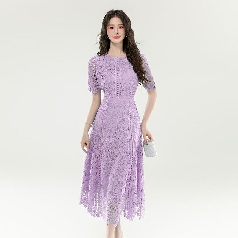 花柄レース透け感ワンピース 3色展開 レースワンピース 3色展開 花柄[品番：JSFW0014965]｜JS FASHION