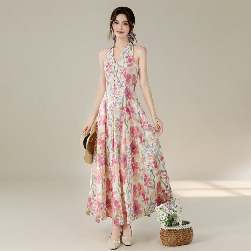 花柄ワンピース 夏 ロングワンピース[品番：JSFW0015457]｜JS FASHION