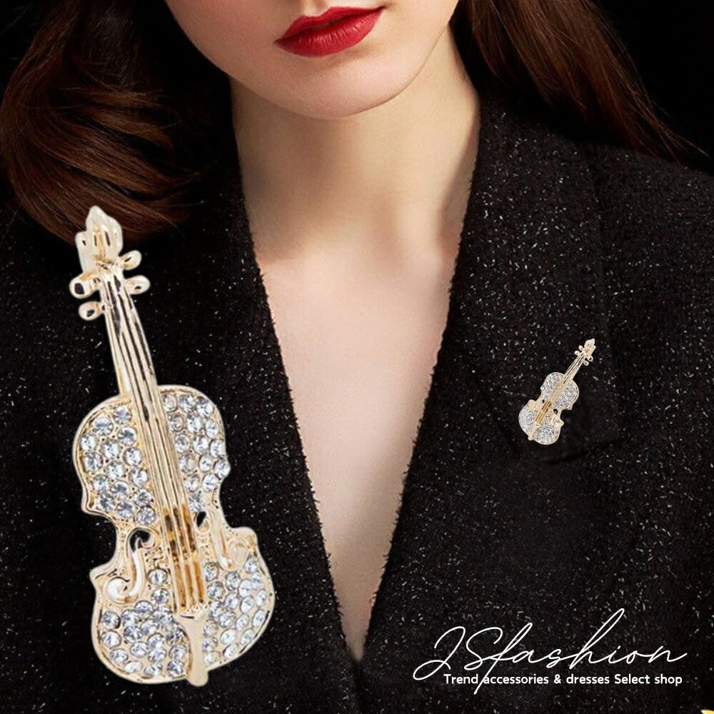 Swarovski バイオリン型ブローチ ブローチ バイオリンモチーフ 音楽[品番：JSFW0014674]｜JS FASHION