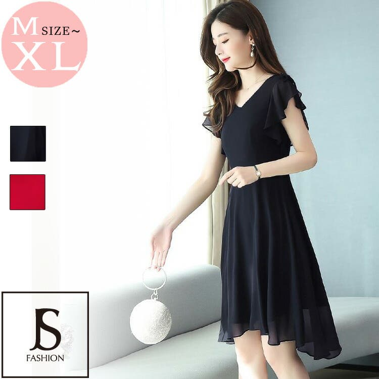 ●美品●軽い●きれいなライン●ブラック●ワンピース● Aライン ワンピース 全2色[品番：JSFW0010575]｜JS FASHION