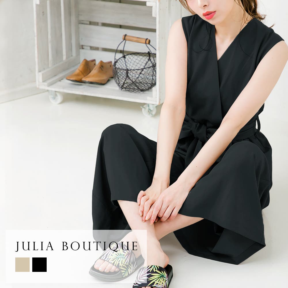 美品✨セオリー オールインワン クレープ カシュクール ウエストリボン 黒 ウエストリボンカシュクールフレアパンツオールインワンワイドパンツ