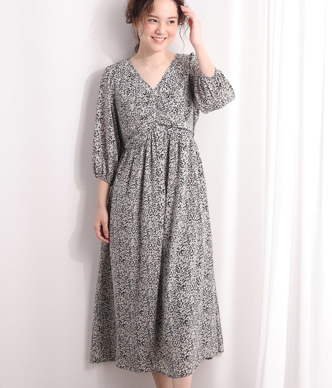 フロントギャザー花柄ワンピース[品番：VISW0006506]｜VIS （ビス ）の