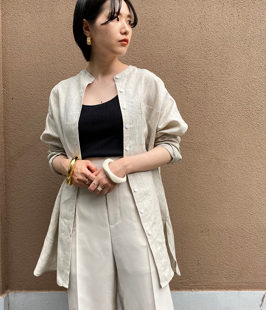 タグ付 MaxMara リネン100% シャツチュニック ベルト付 タグ付 MaxMara リネン100% シャツチュニック ベルト付 Max Mara