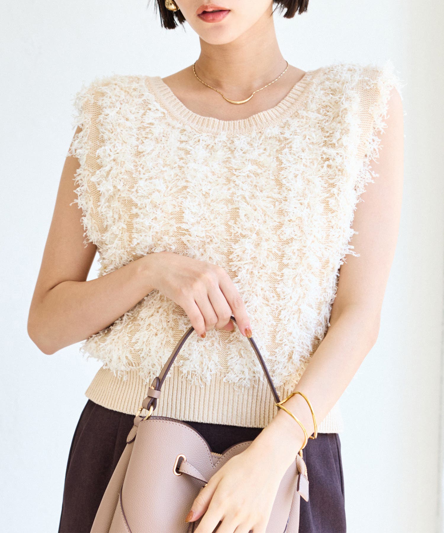 seyto サイズ2 / フリンジレイヤードメランジニットベスト seyto（セイト）の「Fringe layered melange knit vest
