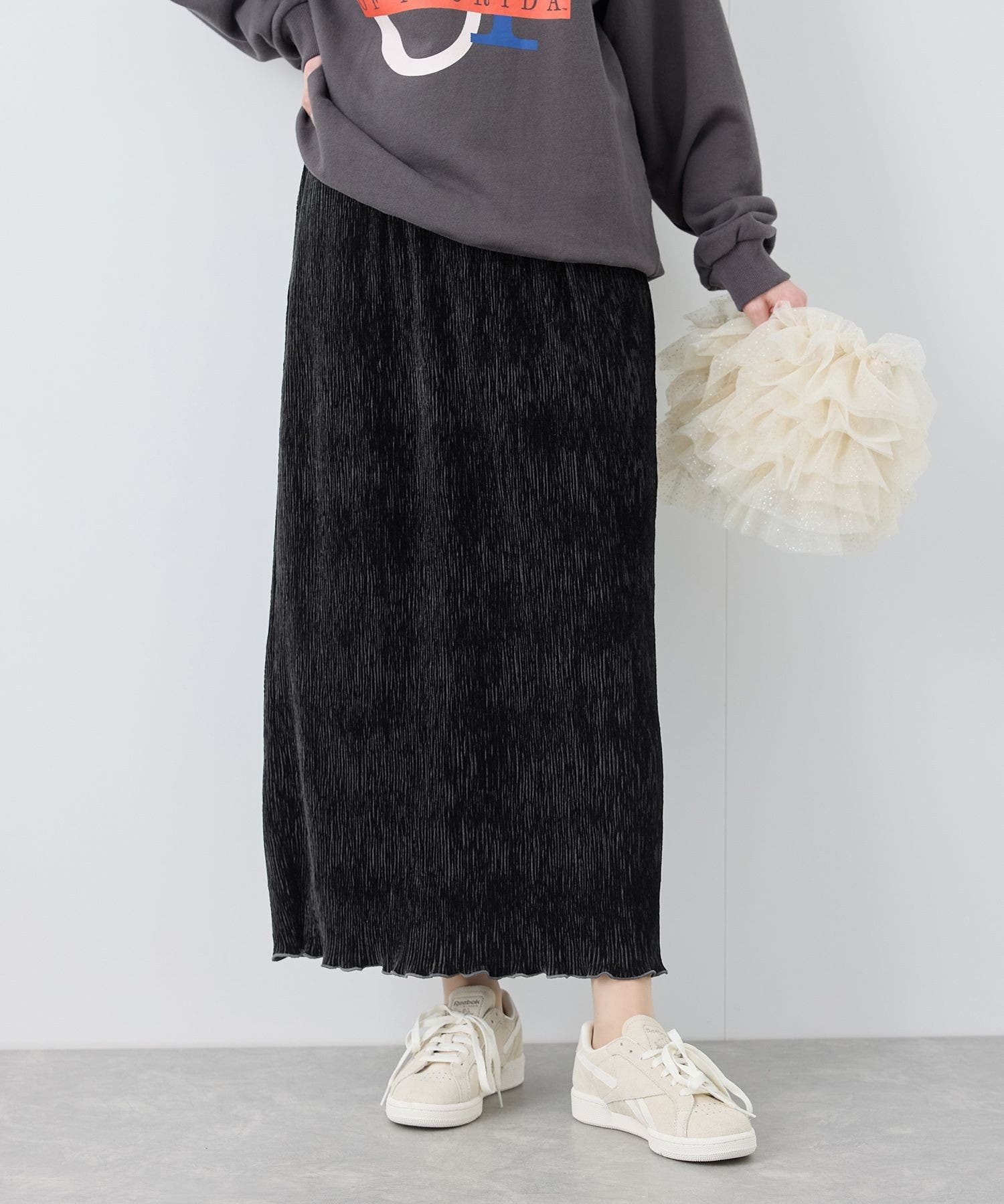 ベロアプリーツタイトロングスカート[品番：RPCW0048227]｜ROPE