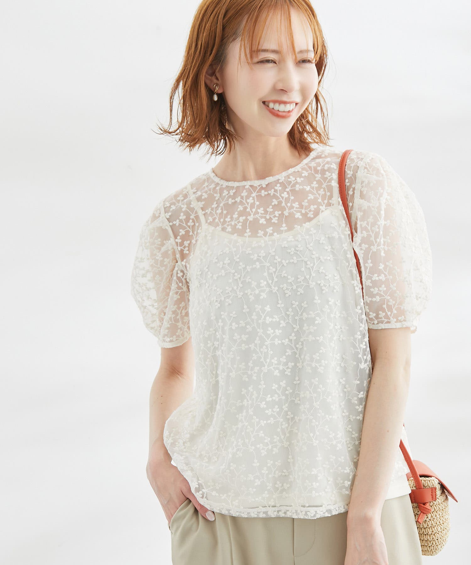 洗える/SETアイテム/チュール刺繍フラワーブラウス[品番：RPCW0036079