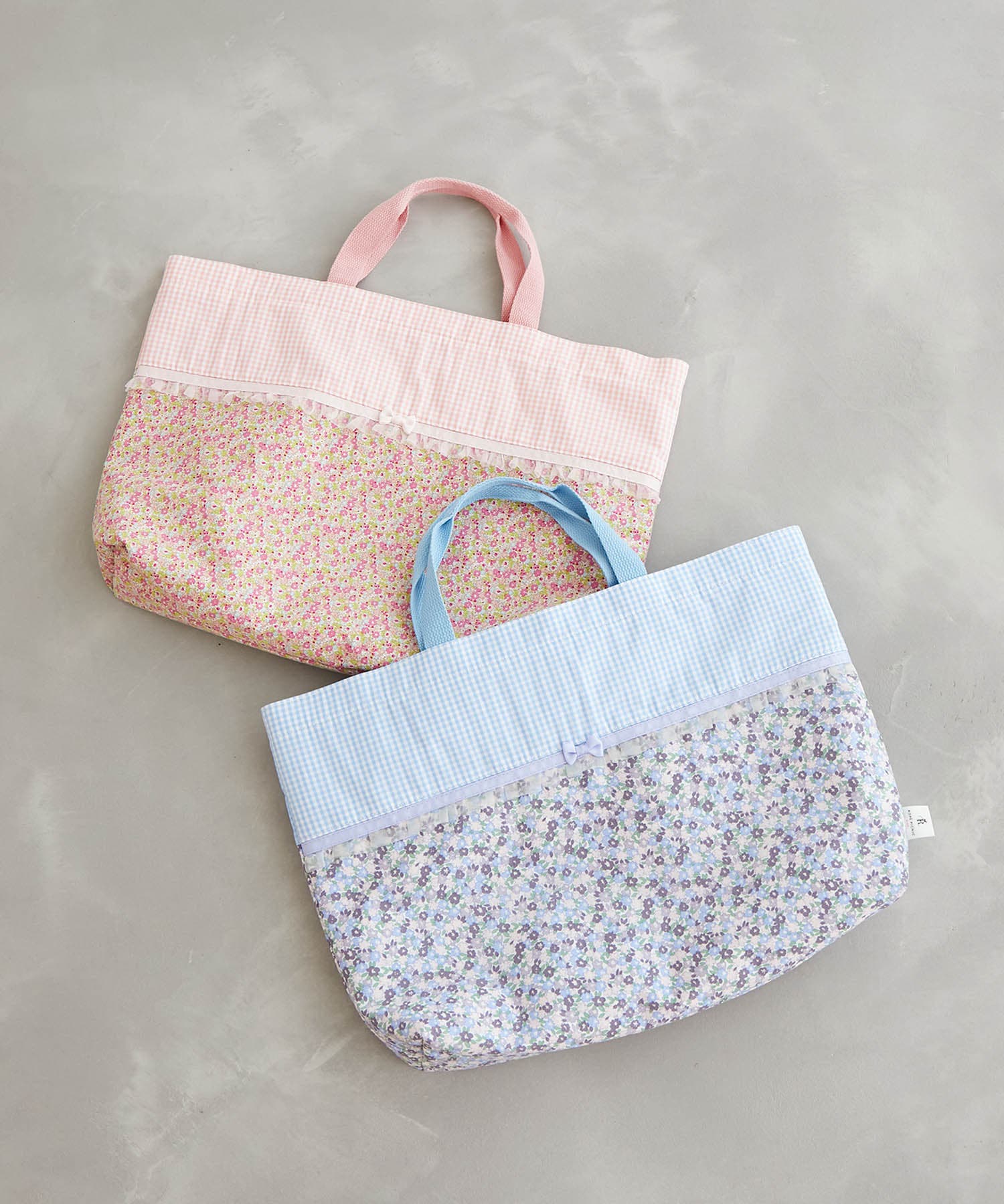 9 ギンガムチェック お花レッスンバッグ フリルバッグcheck&stripe 9 ギンガムチェック お花レッスンバッグ フリルバッグcheck&stripe