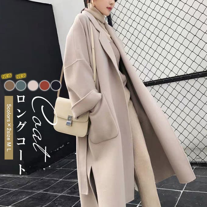 【copainao】lohen レイヤードロングリバーコート 谷まりあさん着用！SWEET掲載商品ソフトリバーコート風 ガウンコート