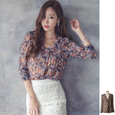 女性らしい華奢なスタイルを演出♪ボタニカルローラ長袖シフォン