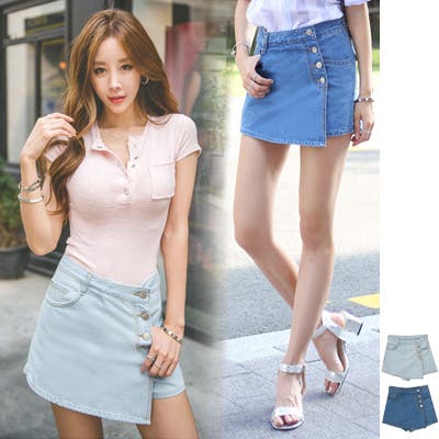 【美品】machatt デニムラップショートパンツ アンドカワイイ And Kawaii デニムショートパンツ セクシー