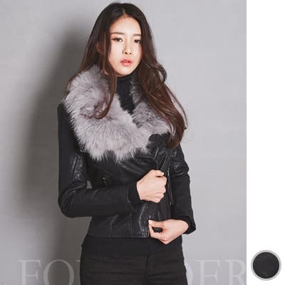 フォックスファー　ライダースジャケット 高品質 フェイクファー ライダースジャケット | BrillantSelect