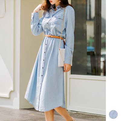 【極美品】アキラナカ　ライトコート　ワンピース　シャツワンピ 艶感ウール混ビエラチュニックシャツワンピース（ミドル