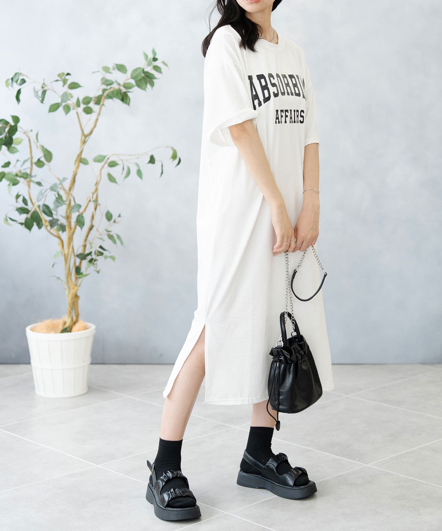 Tシャツワンピース 半袖 レディース カットソー 夏 涼しい[品番