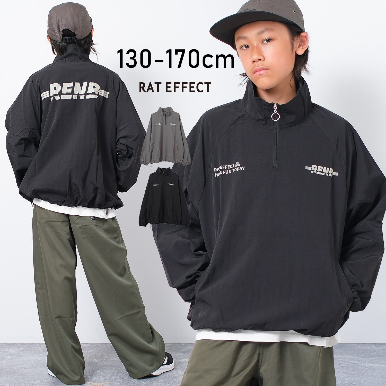 ナイロンハーフジッププルオーバー トップス 長袖[品番：SHUK0001811