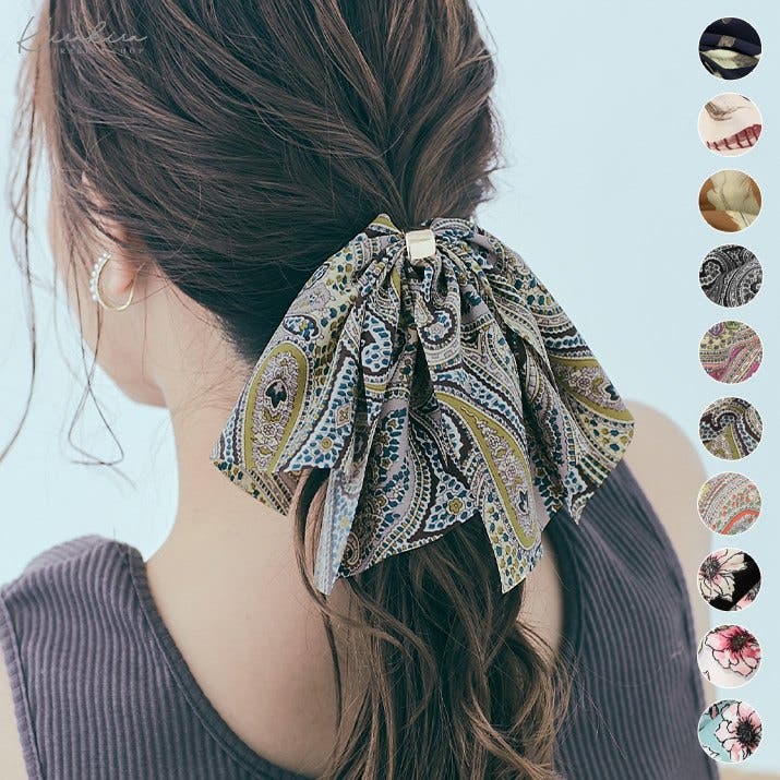 スカーフリボンヘアゴム 小物 ヘアアクセサリー[品番：IK000006348 