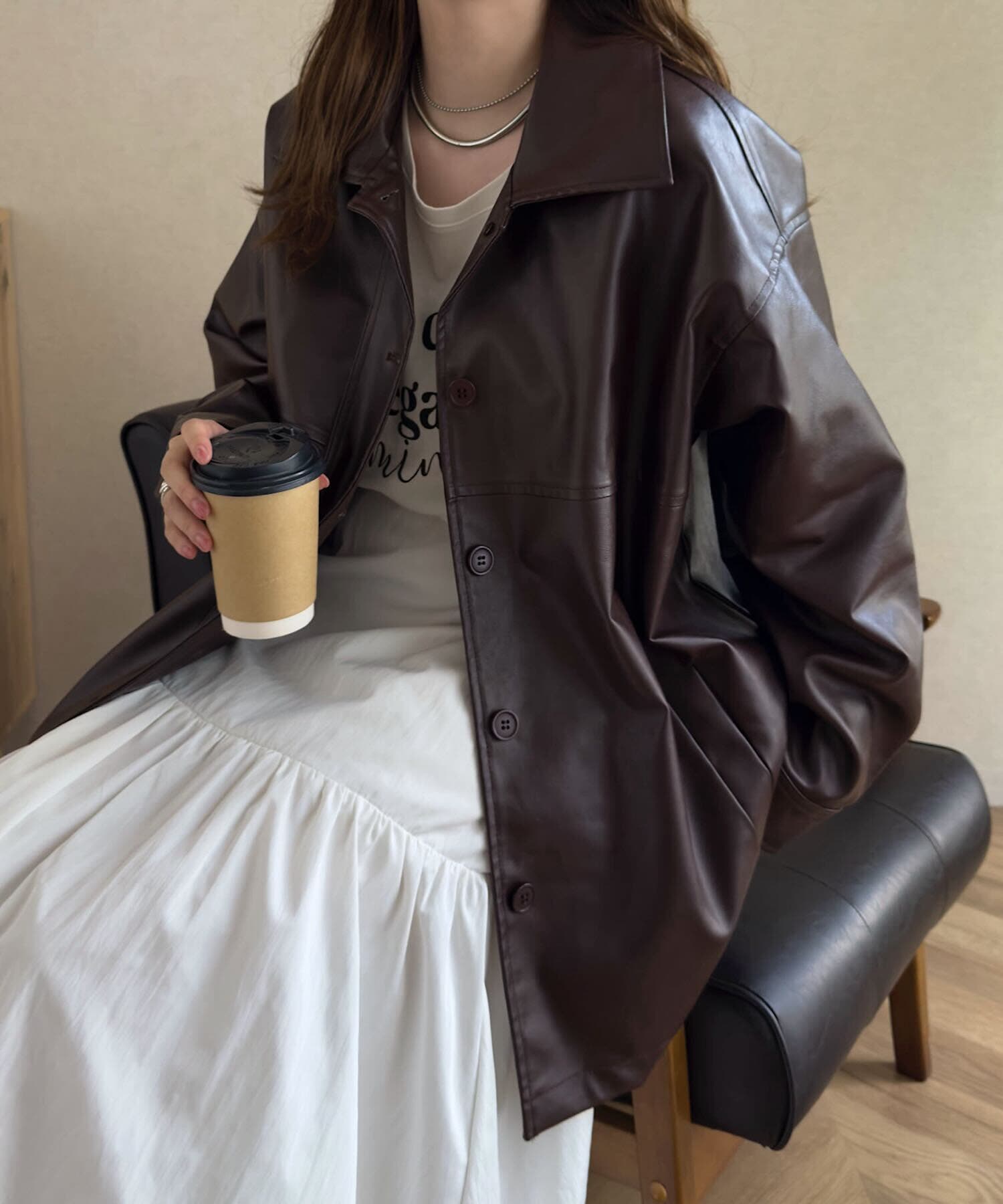 フェイクレザージャケット［K1386］ フェイクレザー ジャケット[品番