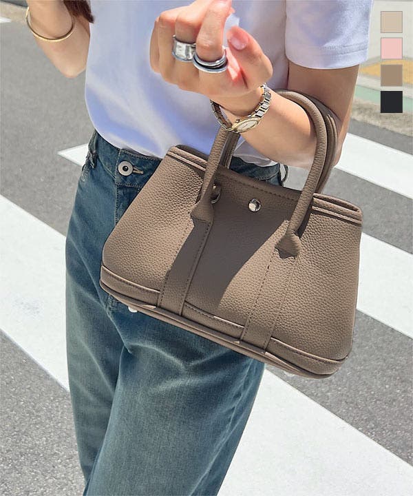 ミニカホン　ハンドメイド ギャザーハンドルミニボストン ボストン バッグ 2WAYバッグ 合皮