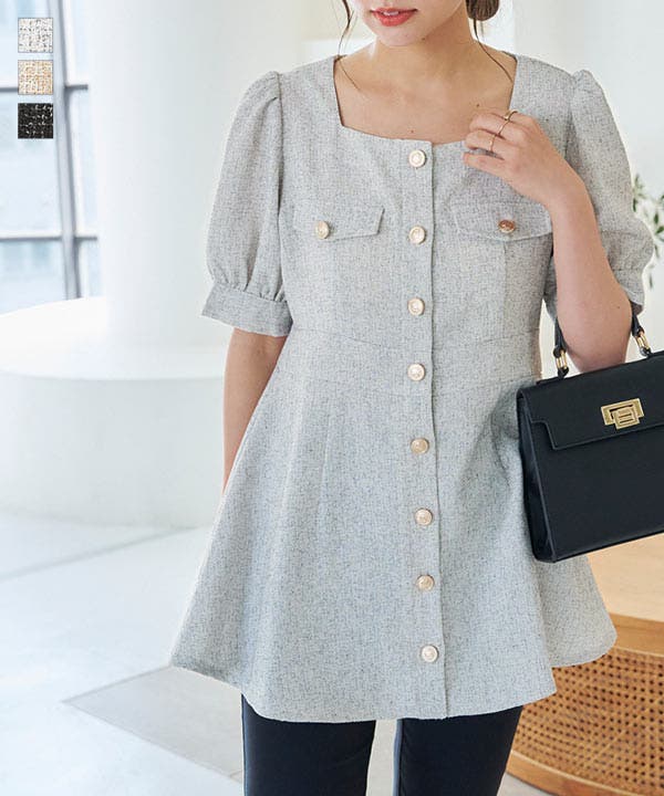 ツイードスクエアネックチュニック［C6811］[品番：KO000013863]｜KOBE