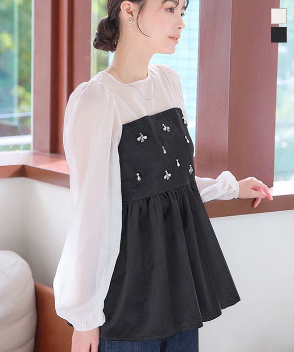 シアードッキングペプラムベロアトップス［C7321］[品番：KO000014847