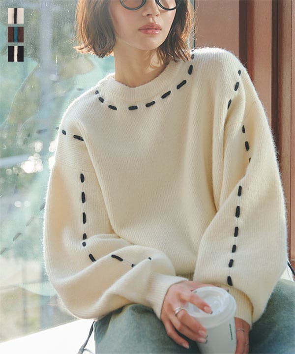 (取寄) シーシー レディース パール エンベリッシュ ポインテール セーター CeCe women Pearl Embellished Pointelle Sweater Buttercream ステッチリボンニットトップス［C7384］[品番：KO000014969]｜KOBE
