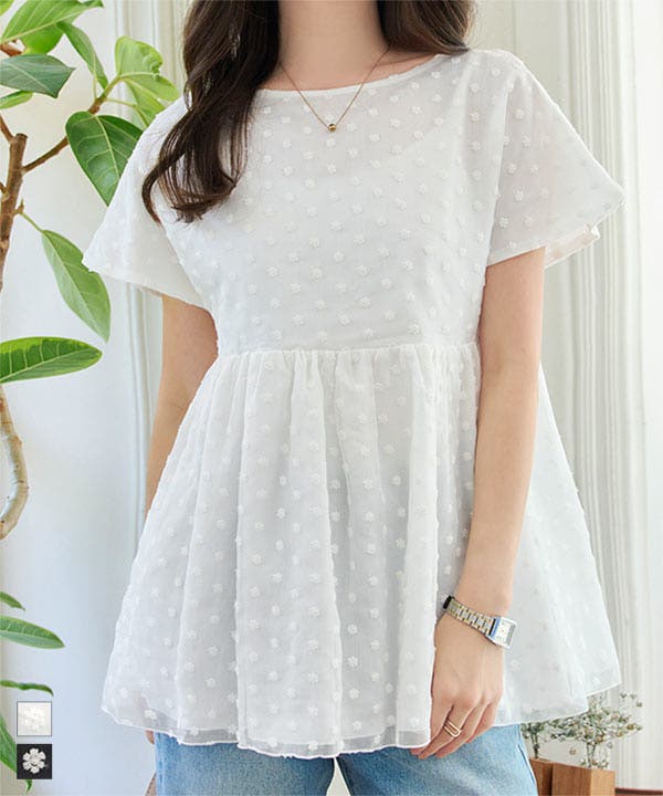 シアー刺繍ブラウス［C7649］[品番：KO000015496]｜KOBE LETTUCE