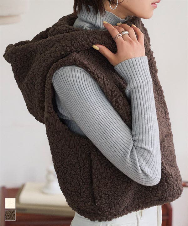 フード付きボアベスト フード付き ボアベスト[品番：KO000015809