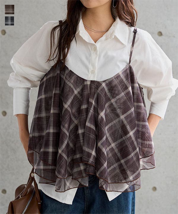 eriko katori チェック柄ビスチェ チェック柄シアービスチェ［C7997］ チェック柄シアービスチェ