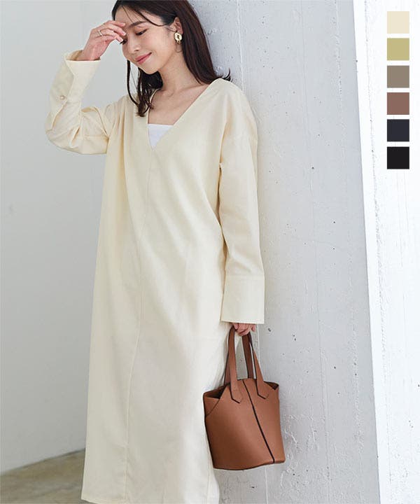 深Vネックワンピース 秋 秋服[品番：KO000013072]｜KOBE LETTUCE