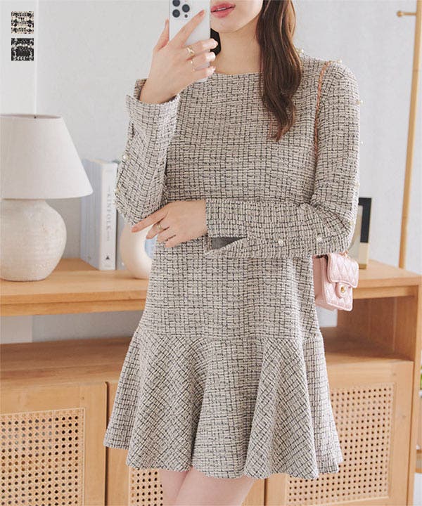 ツイードミニワンピース［E3462］[品番：KO000015001]｜KOBE LETTUCE