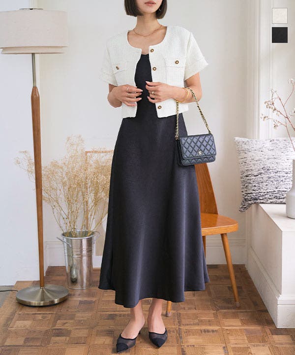 デザインサテンシンプルキャミワンピース キャミワンピース サテン