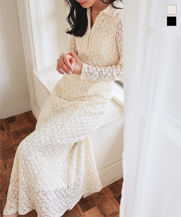 総レースマーメイドワンピース［E3561］ 総レース マーメイド