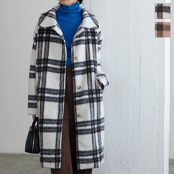 シャギーチェックコート［K1207］[品番：KO000013444]｜KOBE LETTUCE
