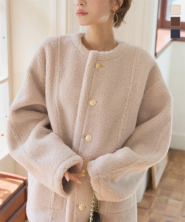 ムートンリバーシブルショート丈コート［K1394］ ムートン