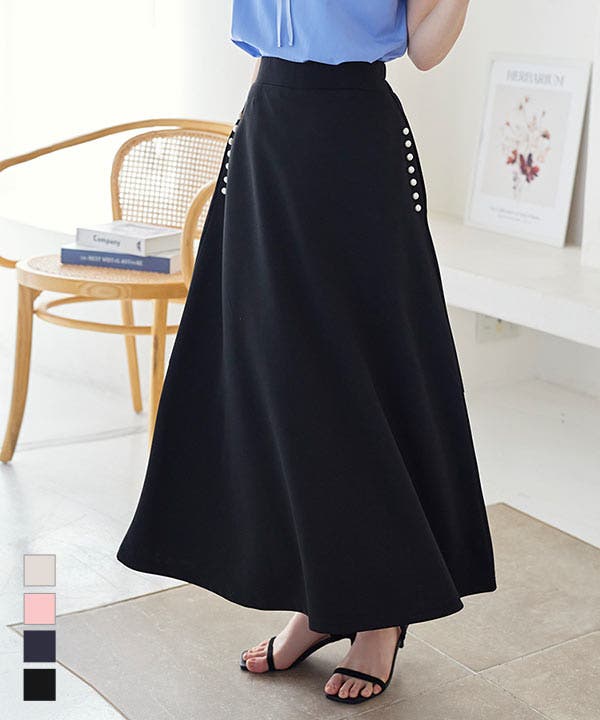 選べる2丈 パール付きフレアスカート［M3856］[品番：KO000013758