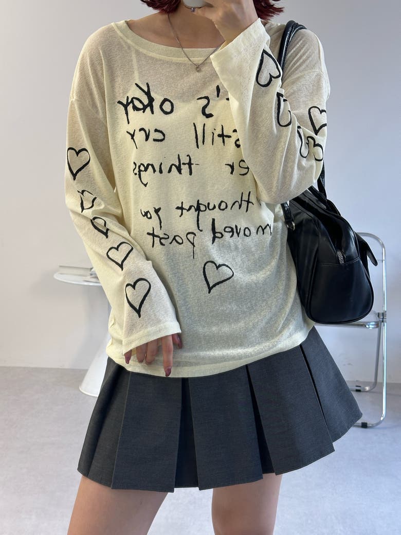 非常に高い品質 ハート ロゴ ロング Tシャツ[品番：LFTW0001448]｜SHOPLIST Mサイズ