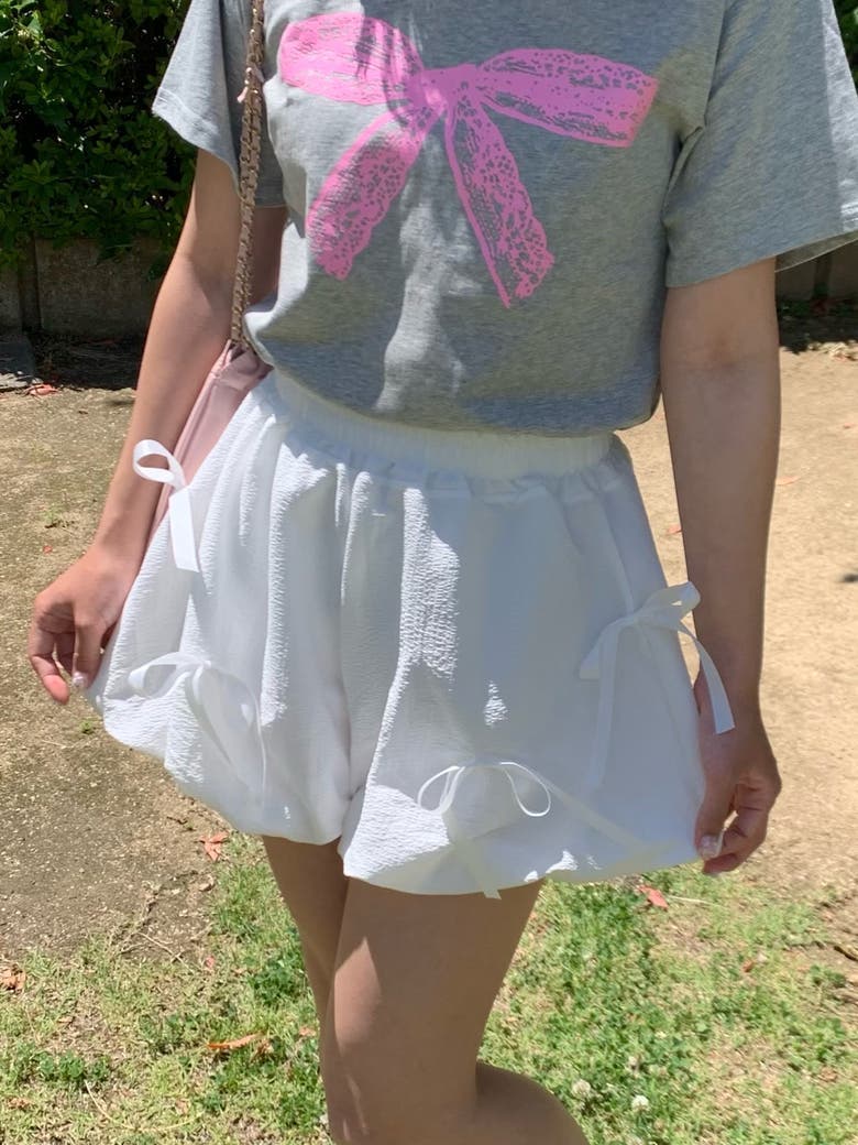 ☆sale☆リボン かぼちゃパンツ&スタイ＆お好みリボン ☆sale☆リボン かぼちゃパンツ&スタイ＆お好みリボン かぼちゃパンツ 70の