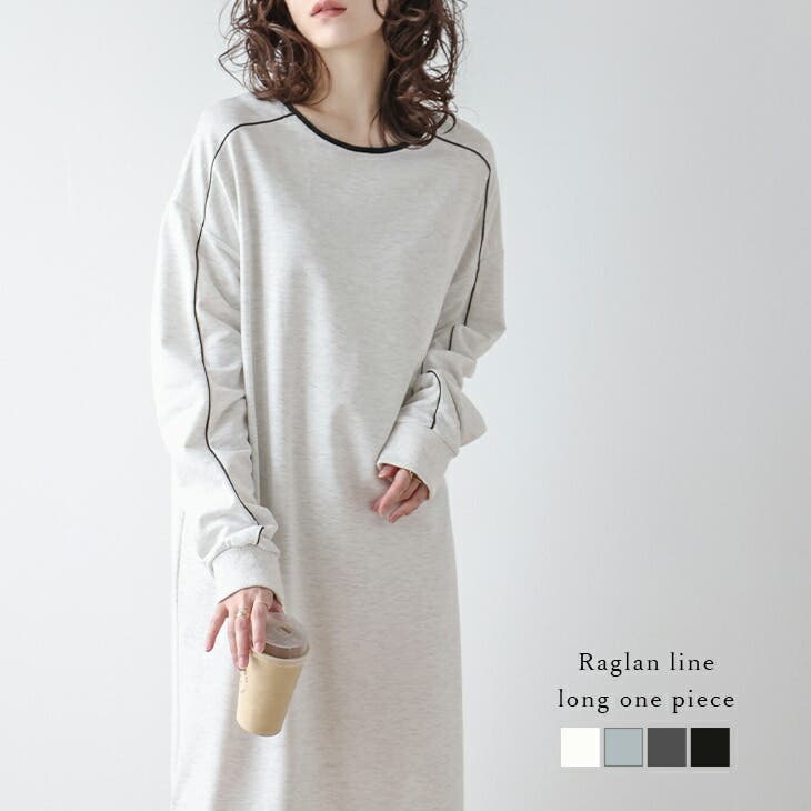 ロングワンピース ラグランスリーブ 配色[品番：LGMW0005350]｜La
