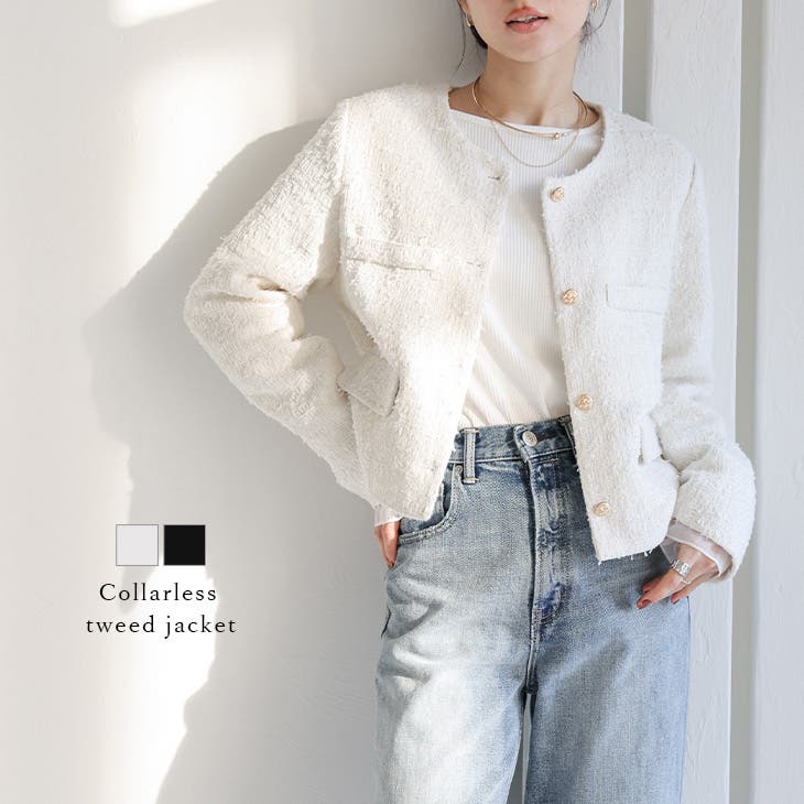 ジャケット ノーカラー ショート丈[品番：LGMW0005716]｜La