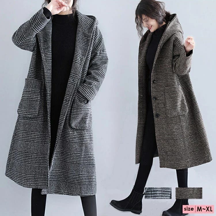 ゆったりシルエット レディース フーデットコート[品番