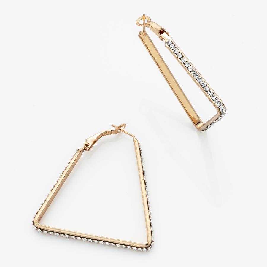 ラインストーントライアングルゴージャスピアス アクセ ピアス[品番 