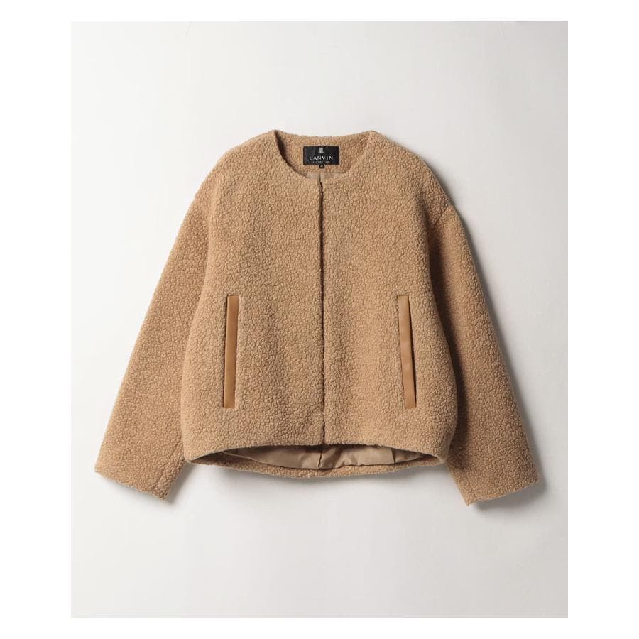 LANVAN paris ランバン ボアコート バイカラー ノーカラー　モヘア LANVAN paris ランバン ボアコート バイカラー ノーカラー モヘア